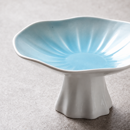 Fluted Ceramic Pedestal Dish