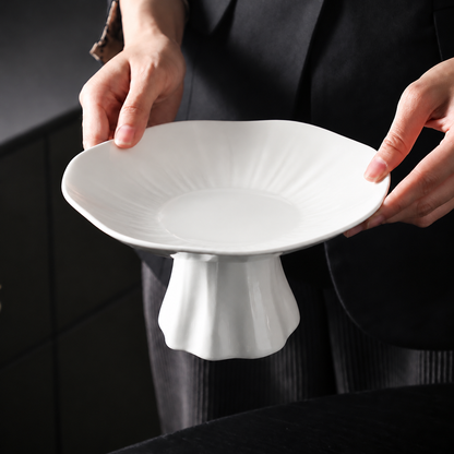 Fluted Ceramic Pedestal Dish
