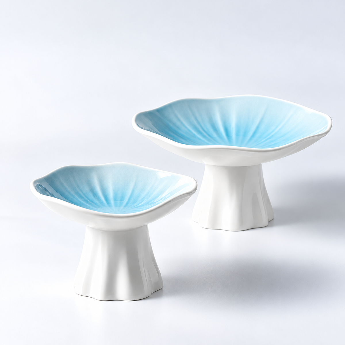 Fluted Ceramic Pedestal Dish