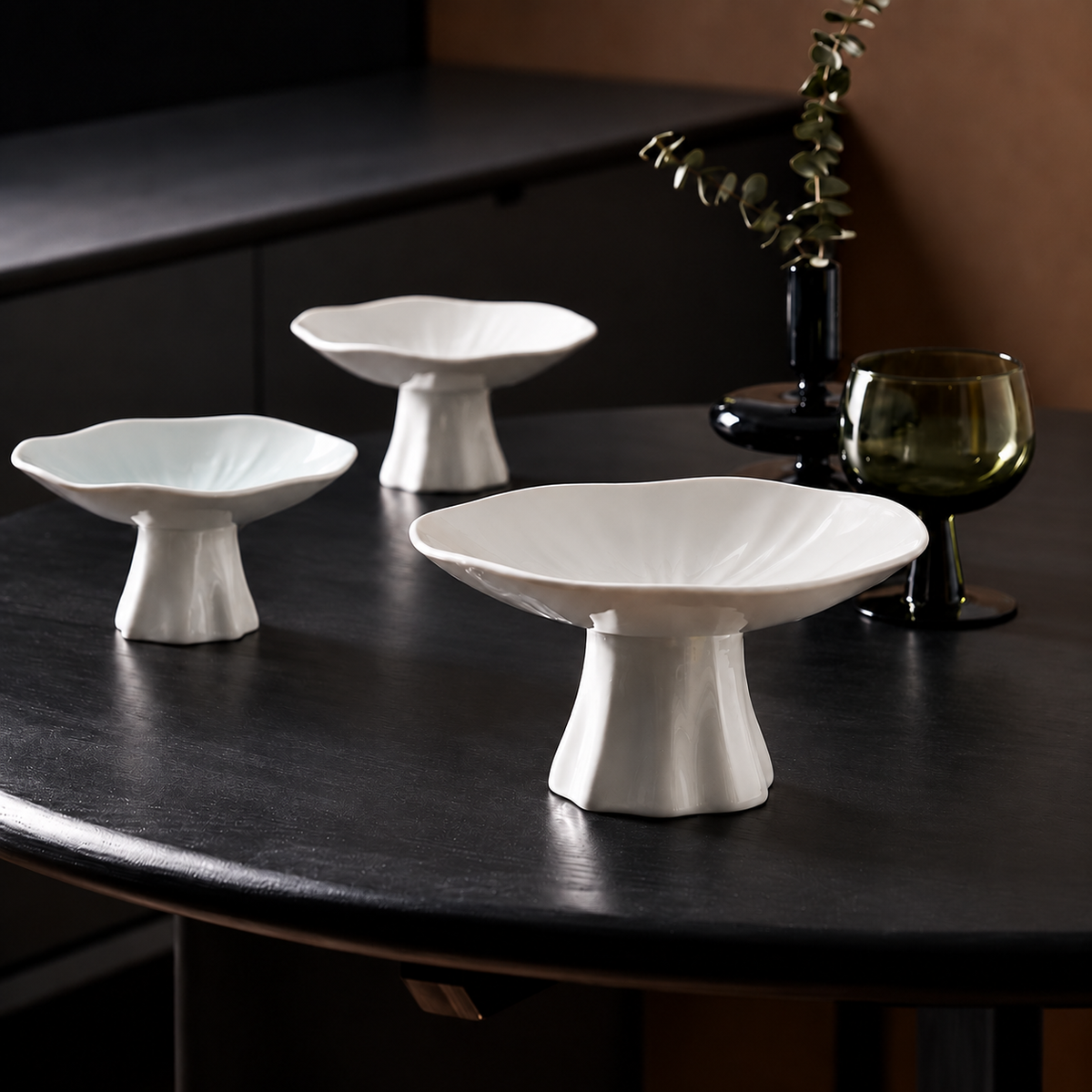 Fluted Ceramic Pedestal Dish