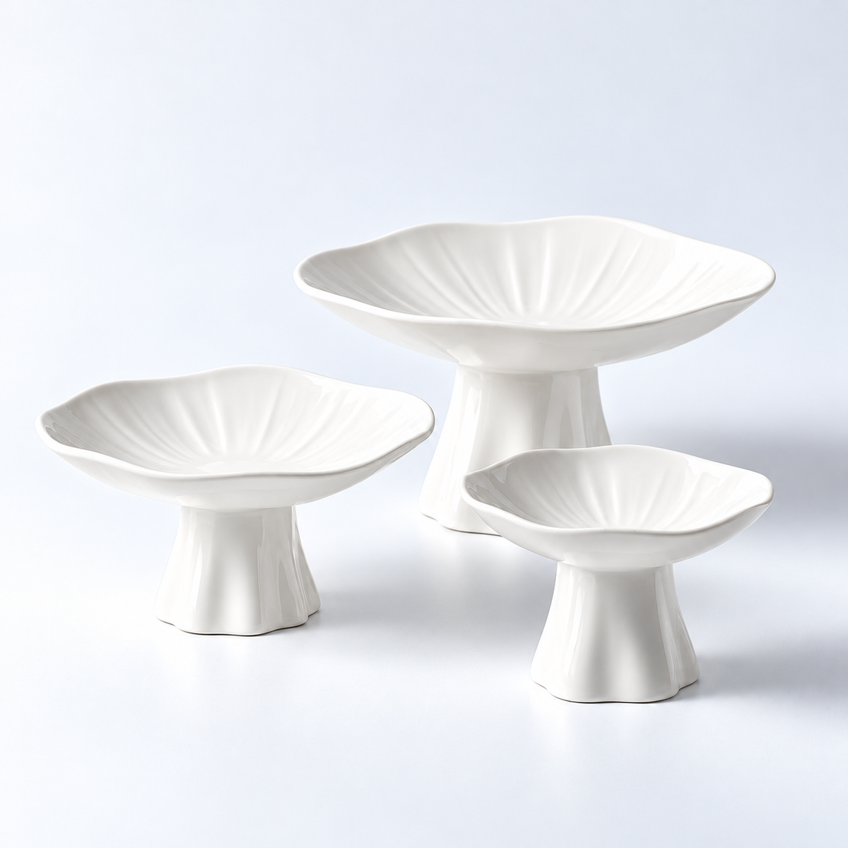 Fluted Ceramic Pedestal Dish