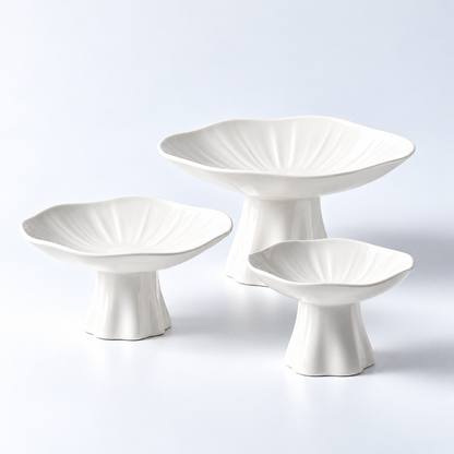 Fluted Ceramic Pedestal Dish