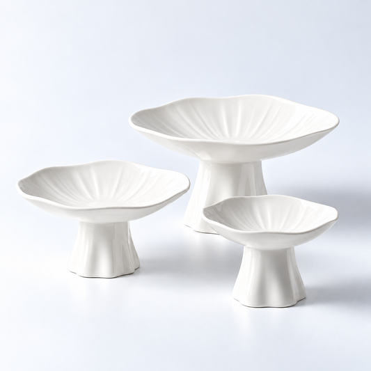 Fluted Ceramic Pedestal Dish