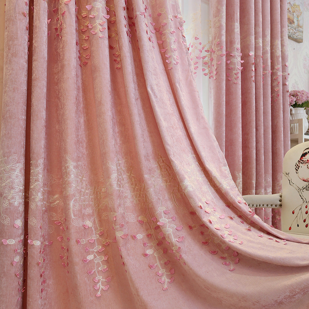 Embroidered Chenille Curtain for Living Room and Bedroom