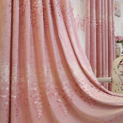 Embroidered Chenille Curtain for Living Room and Bedroom