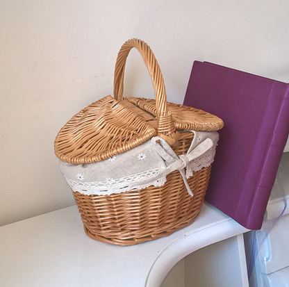 Lined Woven Picnic Basket