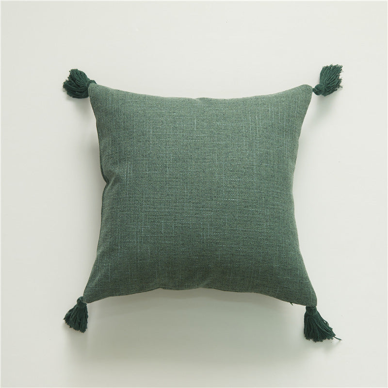 Linen Tassel Pillow Cover