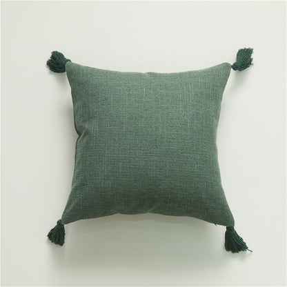 Linen Tassel Pillow Cover