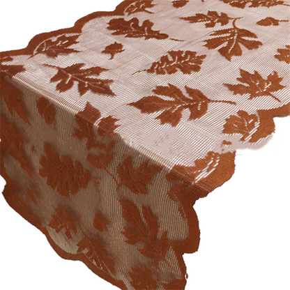 Thanksgiving Knitted Lace Table Runner with Leaves