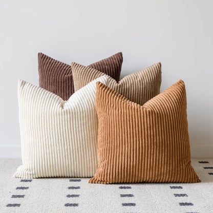 Corduroy Pillow Covers Set of 4 — Neutral Cream to Chocolate