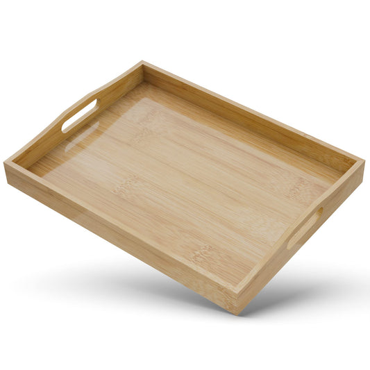 Bamboo Serving Tray with Handles — 15.7"×11.8"