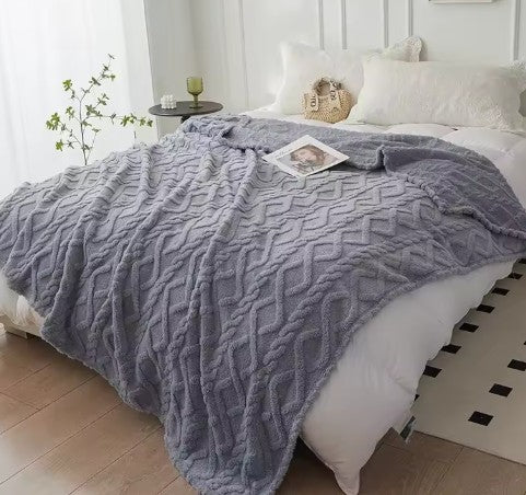 Plush Cable-Knit Throw
