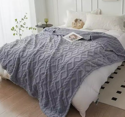 Plush Cable-Knit Throw