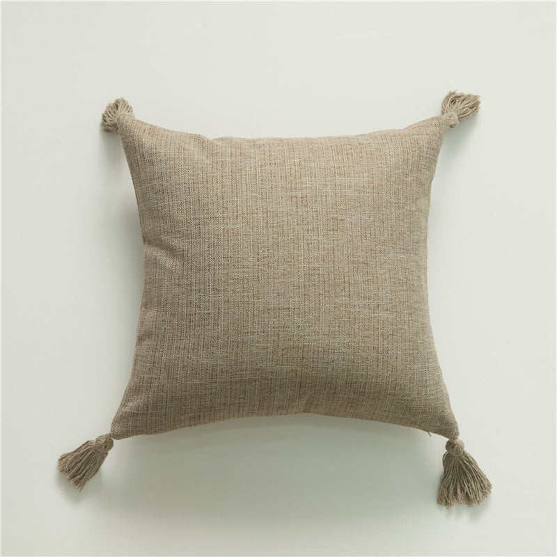 Linen Tassel Pillow Cover
