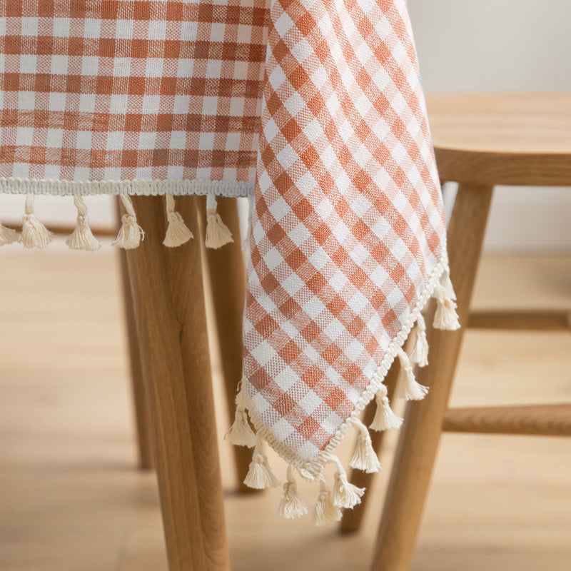 Cotton-Linen Tassel Tablecloth
