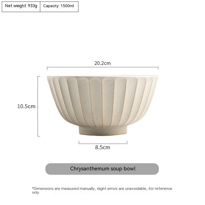 Japanese Style Coarse Ceramic Noodle Bowl