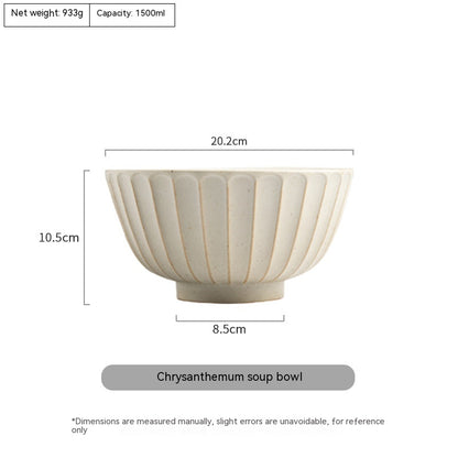 Japanese Style Coarse Ceramic Noodle Bowl