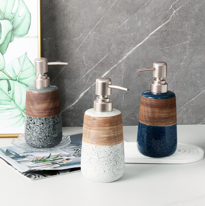 Wood-Accent Resin Soap Dispenser