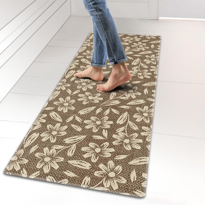 Washable Kitchen Rug — Floral, 17"×47"