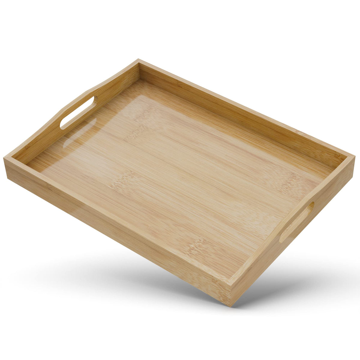 Bamboo Serving Tray with Handles — 15.7"×11.8"