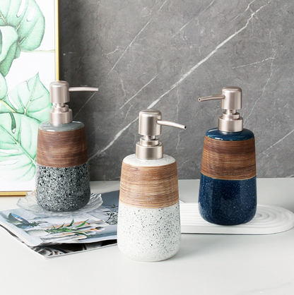 Wood-Accent Resin Soap Dispenser