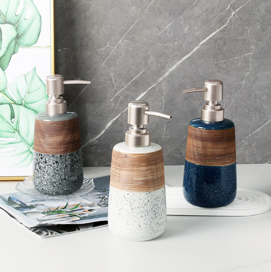 Wood-Accent Resin Soap Dispenser