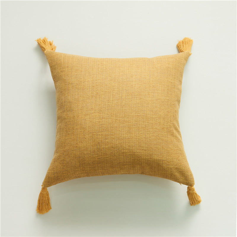 Linen Tassel Pillow Cover