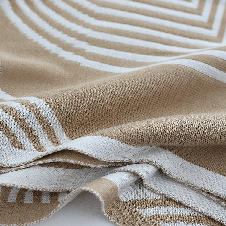 Nordic Geometric Minimalist Knitted Summer Blanket