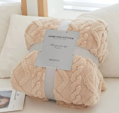 Plush Cable-Knit Throw