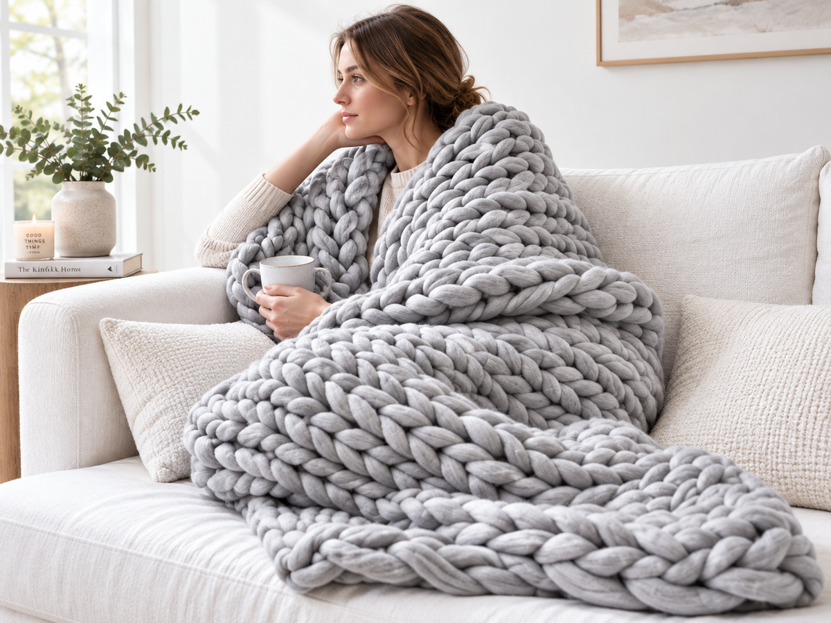 Chunky Knit Throw Blanket